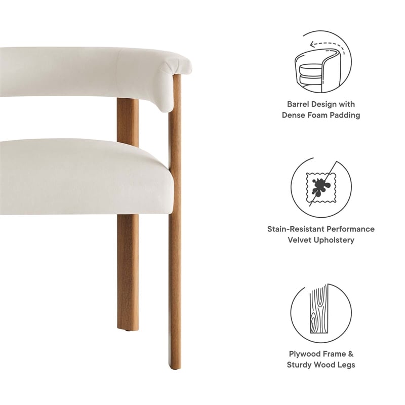 Maklaine Contemporary Performance Velvet Dining Chairs - Set of 2