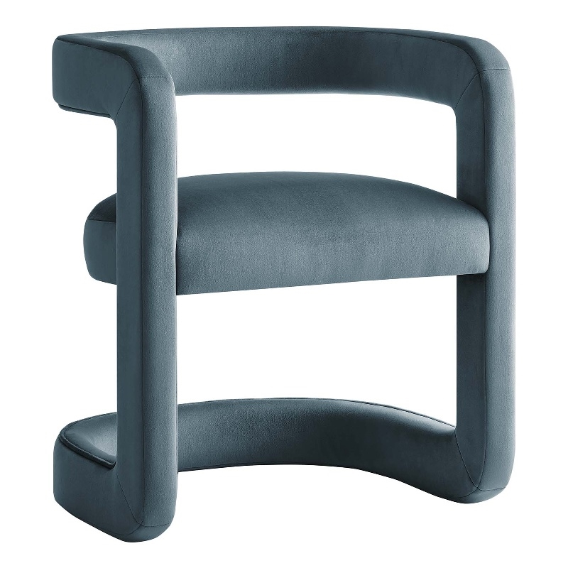 Maklaine Contemporary Performance Velvet Accent Chair in Cadet Blue