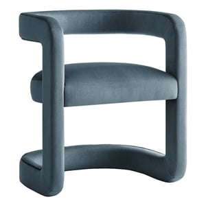Maklaine Contemporary Performance Velvet Accent Chair in Cadet Blue
