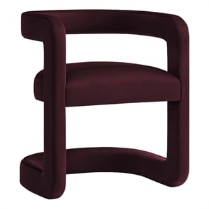 Maklaine Contemporary Performance Velvet Accent Chair in Mulberry