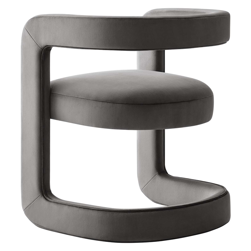 Maklaine Contemporary Performance Velvet Accent Chair in Storm Gray