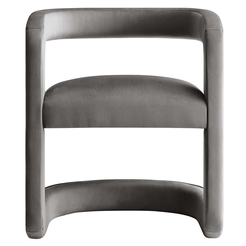 Maklaine Contemporary Performance Velvet Accent Chair in Storm Gray