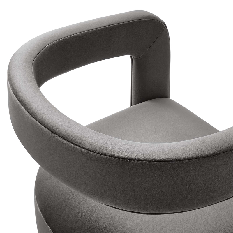 Maklaine Contemporary Performance Velvet Accent Chair in Storm Gray