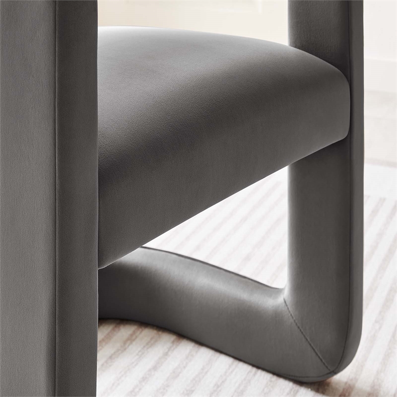 Maklaine Contemporary Performance Velvet Accent Chair in Storm Gray