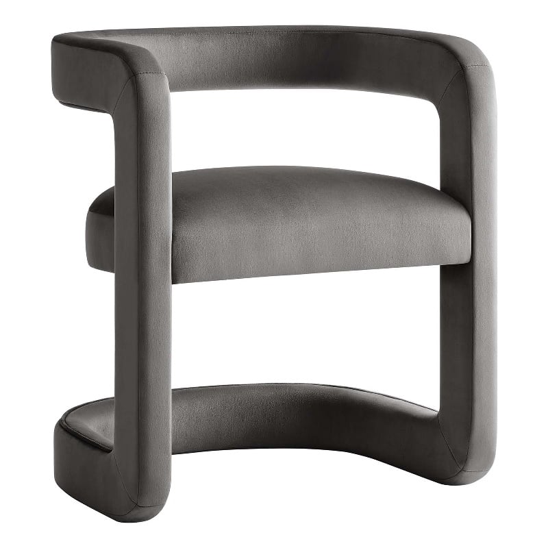 Maklaine Contemporary Performance Velvet Accent Chair in Storm Gray
