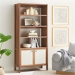 Maklaine Modern / Contemporary 4-Shelf Wood Grain Bookcase in Walnut