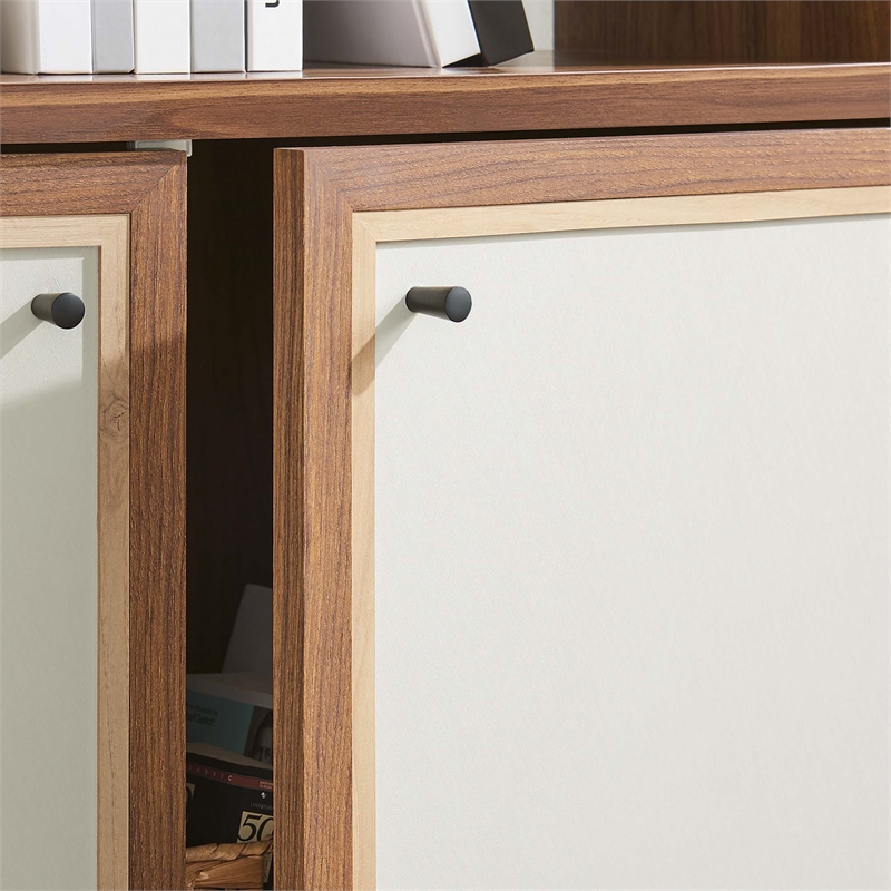 Maklaine Modern / Contemporary 4-Shelf Wood Grain Bookcase in Walnut