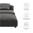 Maklaine Modular Upholstered Fabric Armless Chair and Ottoman Set in Charcoal