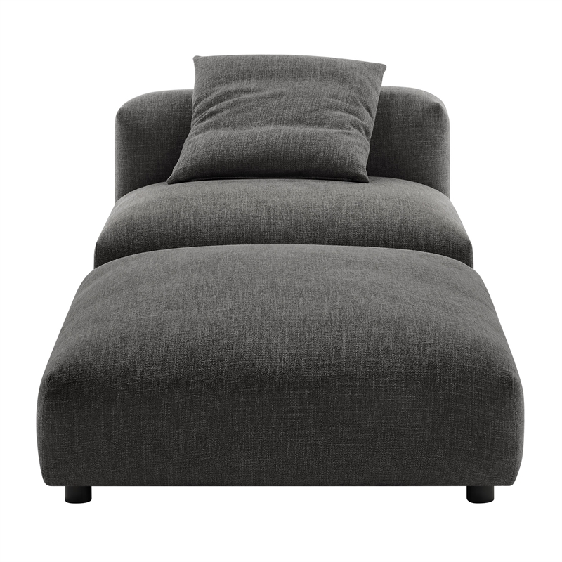 Maklaine Modular Upholstered Fabric Armless Chair and Ottoman Set in Charcoal