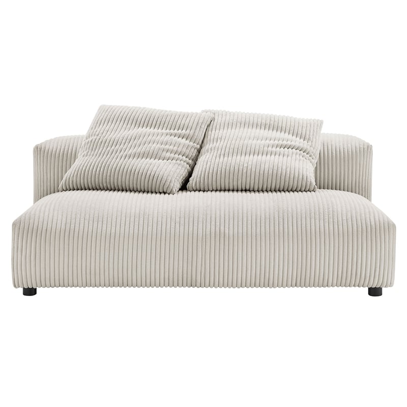 Maklaine 2-Pc Modular Corduroy Upholstered Sectional Sofa With Chaise in Almond
