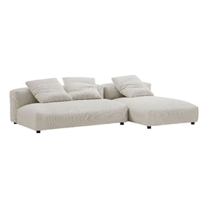 Maklaine 2-Pc Modular Corduroy Upholstered Sectional Sofa With Chaise in Almond