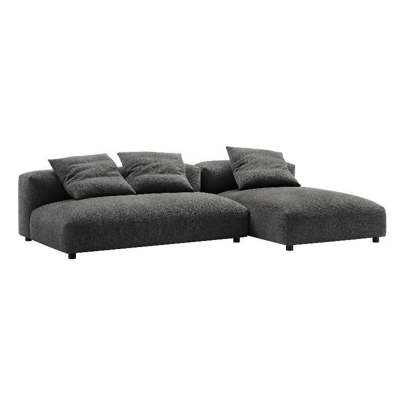 Maklaine 2-Pc Modular Upholstered Fabric Sectional Sofa With Chaise in Charcoal