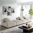 Maklaine 4-Piece Modular Corduroy Upholstered Sectional Sofa in Almond