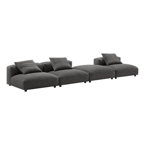 Maklaine 4-Piece Modular Upholstered Fabric Sectional Sofa in Charcoal