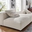 Maklaine 3-Piece Modular Corduroy Upholstered Sectional Sofa in Almond