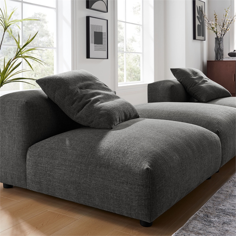 Maklaine 3-Piece Modular Upholstered Fabric Sectional Sofa in Charcoal