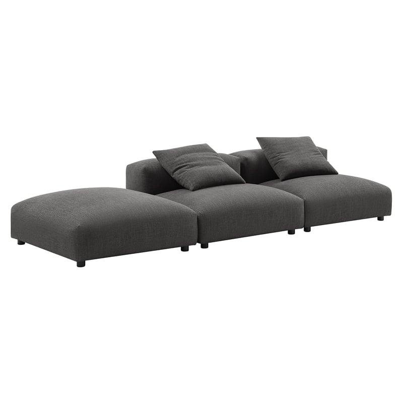 Maklaine 3-Piece Modular Upholstered Fabric Sectional Sofa in Charcoal