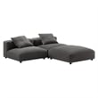 Maklaine 3-Piece Modular Upholstered Fabric Sectional Sofa in Charcoal