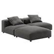 Maklaine 3-Piece Modular Upholstered Fabric Sectional Sofa in Charcoal