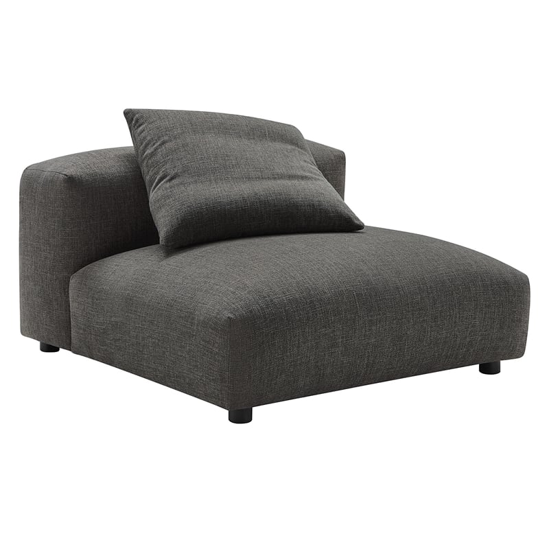 Maklaine 3-Piece Modular Upholstered Fabric Sectional Sofa in Charcoal