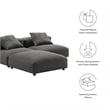 Maklaine 3-Piece Modular Upholstered Fabric Sectional Sofa in Charcoal