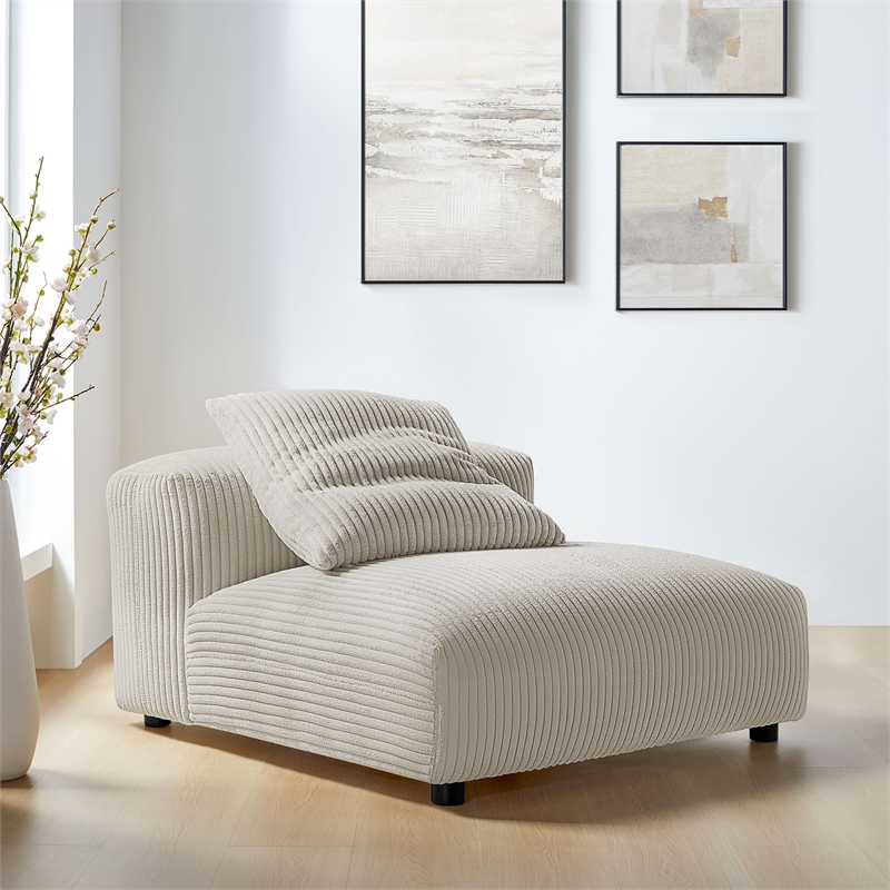 Maklaine Modular Corduroy Upholstered Armless Chair in Almond