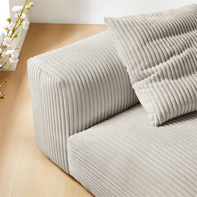 Maklaine Modular Corduroy Upholstered Armless Chair in Almond