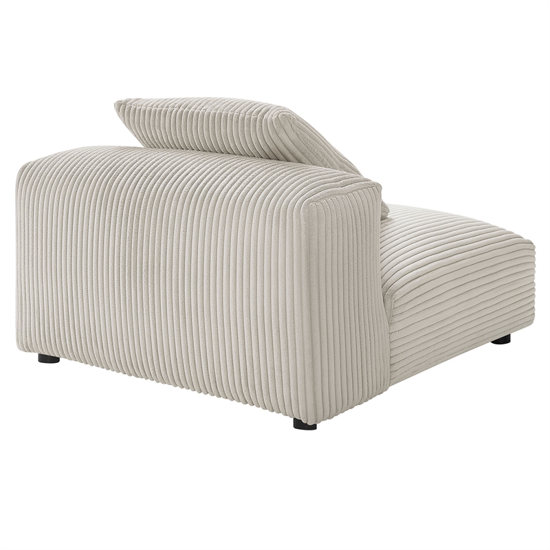 Maklaine Modular Corduroy Upholstered Armless Chair in Almond