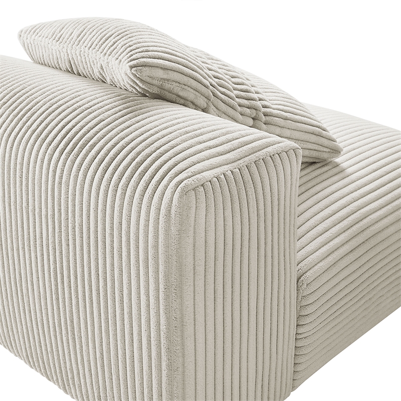 Maklaine Modular Corduroy Upholstered Armless Chair in Almond