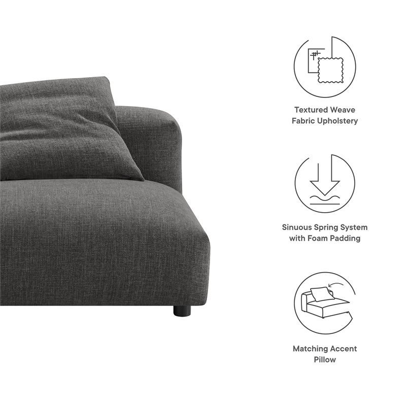 Maklaine Modular Upholstered Fabric Armless Chair in Charcoal
