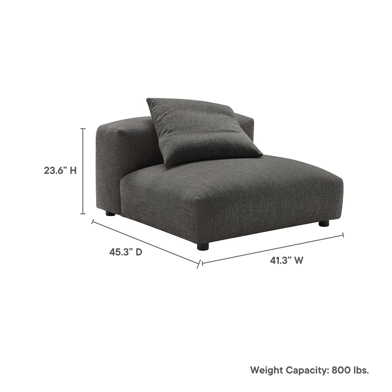 Maklaine Modular Upholstered Fabric Armless Chair in Charcoal