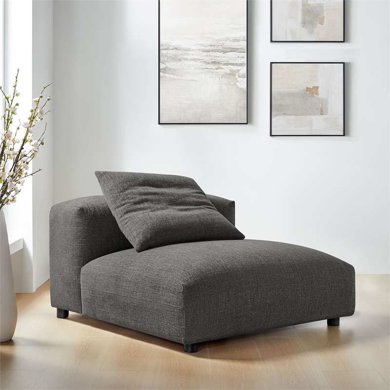 Maklaine Modular Upholstered Fabric Armless Chair in Charcoal