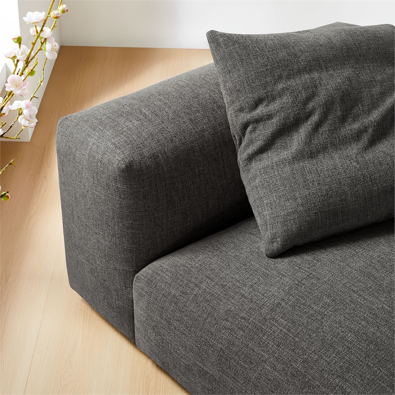Maklaine Modular Upholstered Fabric Armless Chair in Charcoal