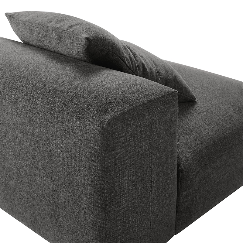 Maklaine Modular Upholstered Fabric Armless Chair in Charcoal