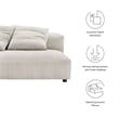 Maklaine Modular Corduroy Upholstered Armless Loveseat in Almond