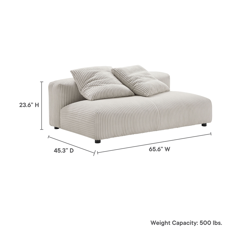 Maklaine Modular Corduroy Upholstered Armless Loveseat in Almond