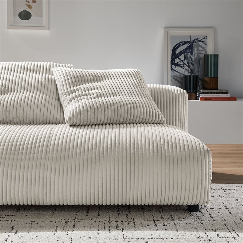 Maklaine Modular Corduroy Upholstered Armless Loveseat in Almond