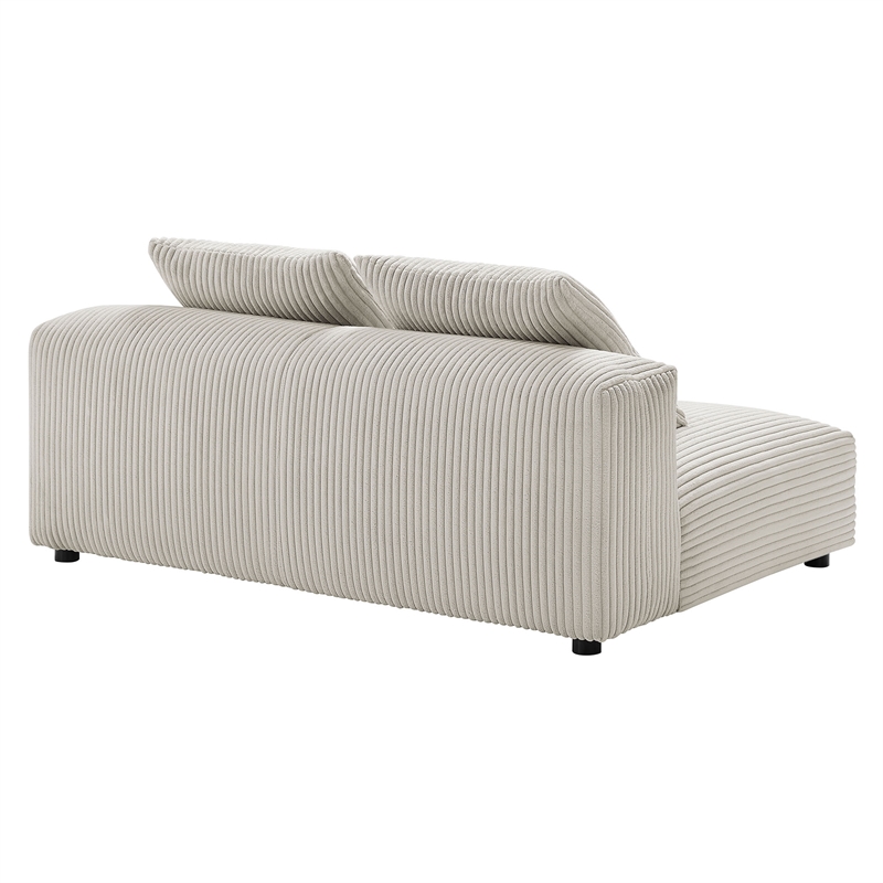 Maklaine Modular Corduroy Upholstered Armless Loveseat in Almond
