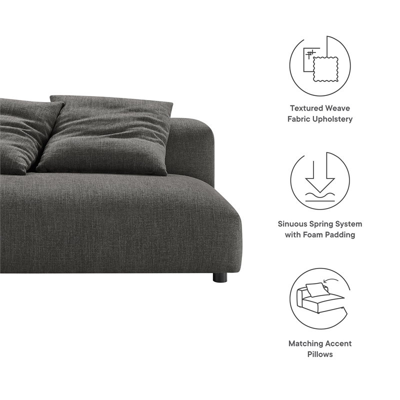 Maklaine Modular Upholstered Fabric Armless Loveseat in Charcoal
