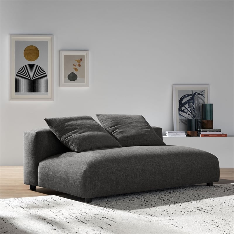 Maklaine Modular Upholstered Fabric Armless Loveseat in Charcoal