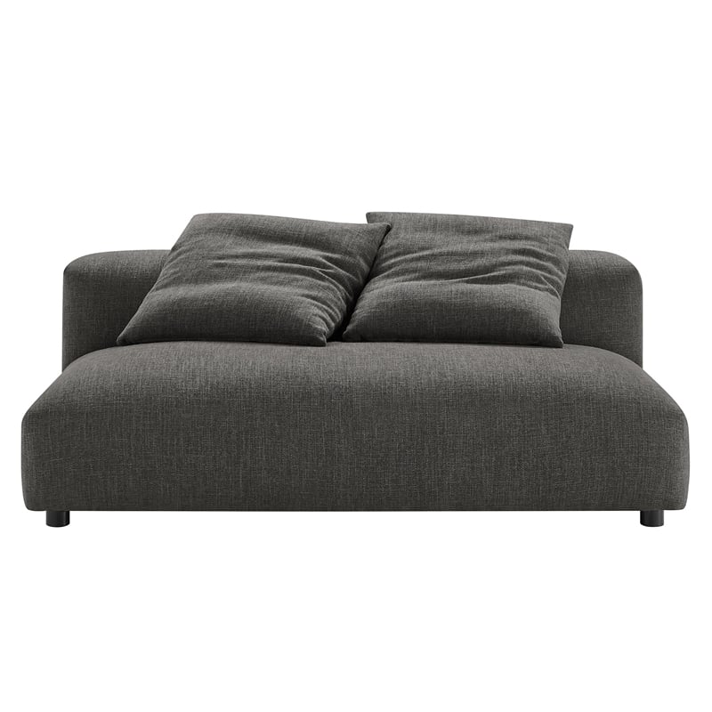Maklaine Modular Upholstered Fabric Armless Loveseat in Charcoal