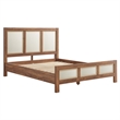 Maklaine Contemporary Wood Grain Queen Platform Bed in Walnut