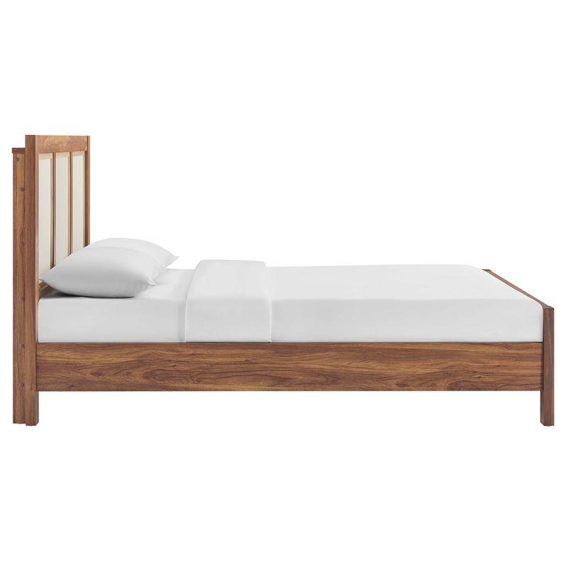 Maklaine Contemporary Wood Grain Queen Platform Bed in Walnut