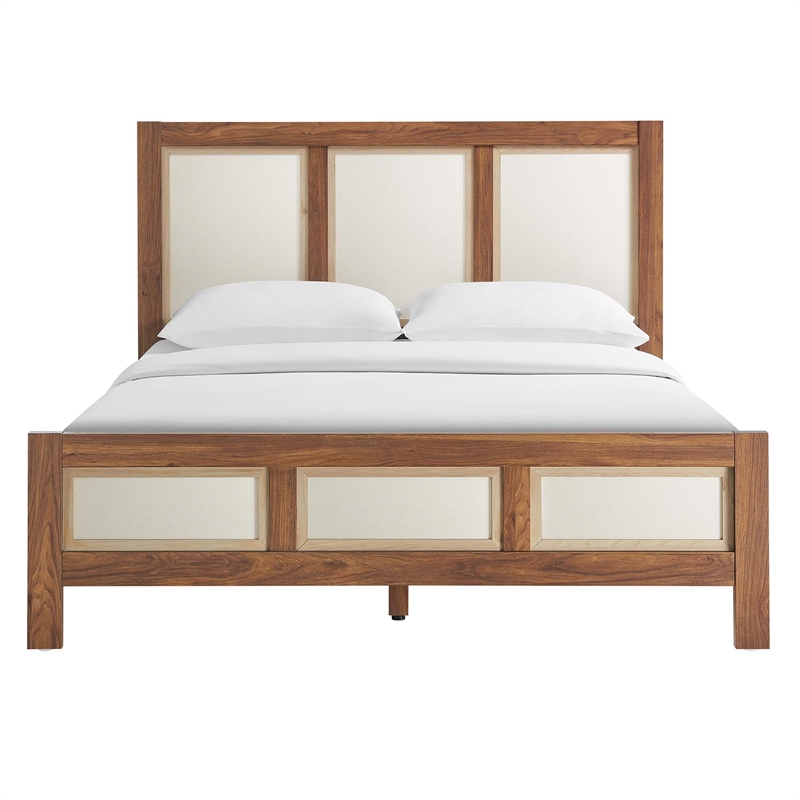 Maklaine Contemporary Wood Grain Queen Platform Bed in Walnut