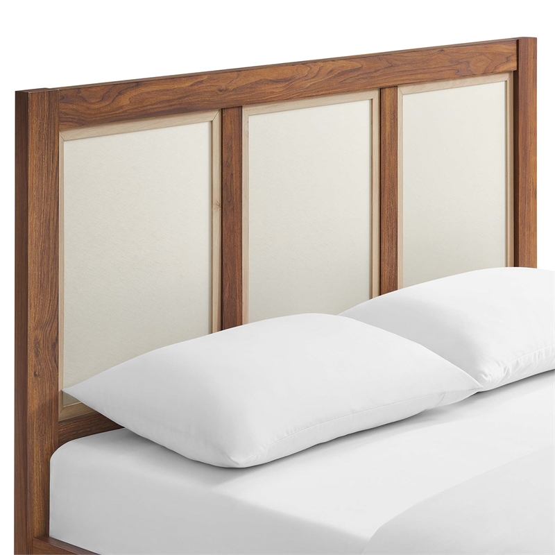 Maklaine Contemporary Wood Grain Queen Platform Bed in Walnut