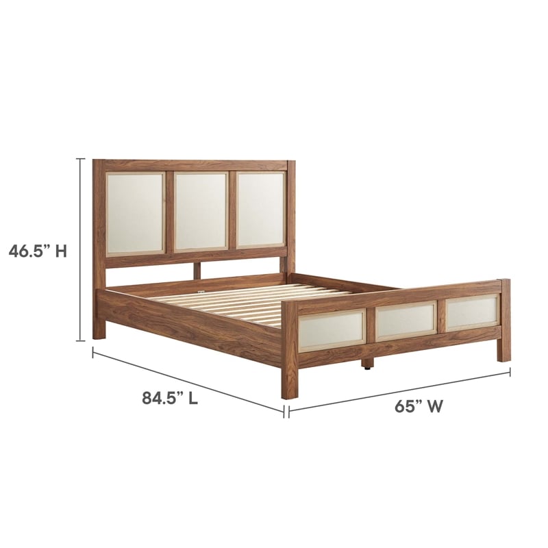 Maklaine Contemporary Wood Grain Queen Platform Bed in Walnut
