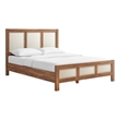 Maklaine Contemporary Wood Grain Queen Platform Bed in Walnut
