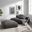 Maklaine Modular Upholstered Fabric Armless Loveseat and Ottoman Set in Charcoal