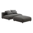 Maklaine Modular Upholstered Fabric Armless Loveseat and Ottoman Set in Charcoal