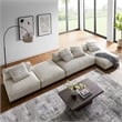Maklaine 4-Pc Modular Corduroy Upholstered Sectional Sofa With Ottoman in Almond